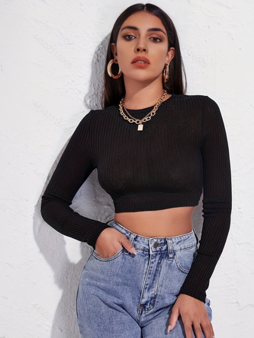 

StyleCast Women Fitted Crop Top, Black