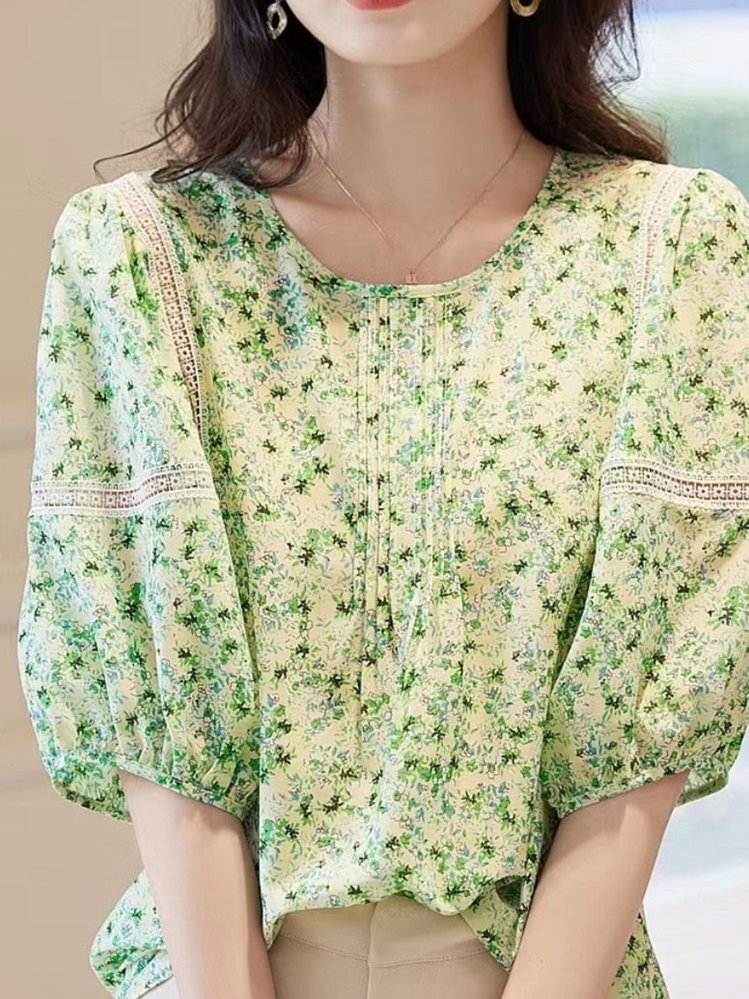 

StyleCast Floral Print Chiffon Top, Green