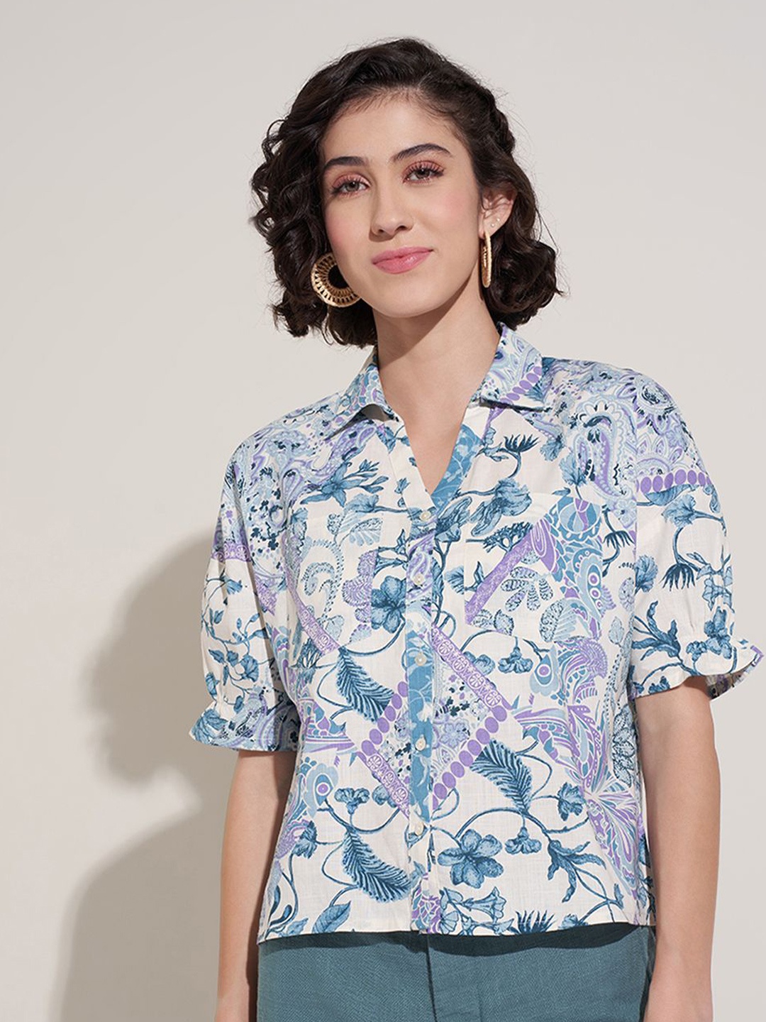 

Honey by Pantaloons Floral Print Cotton Top, Off white