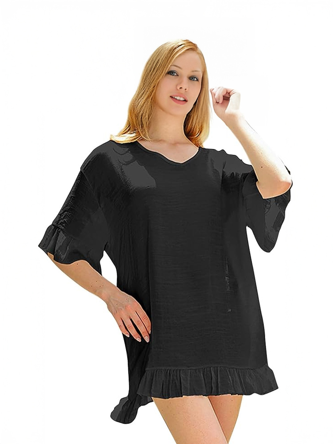 

StyleCast Women V-Neck A-Line Mini Dress, Black
