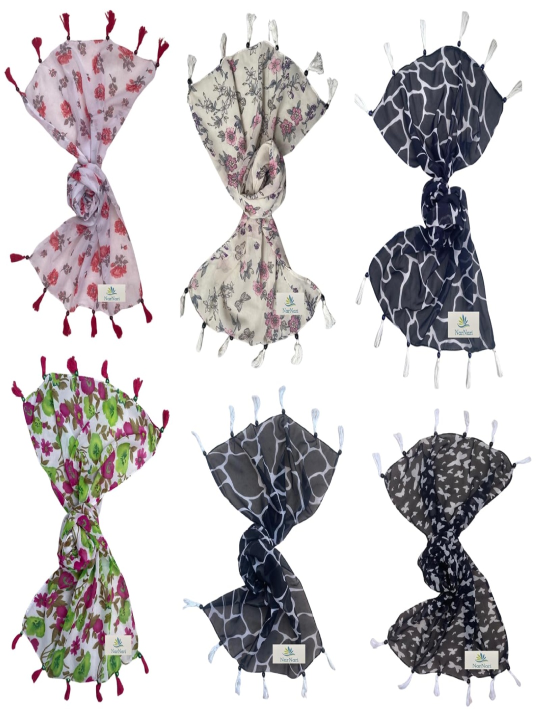 

NarNari Women Printed Scarf, Red