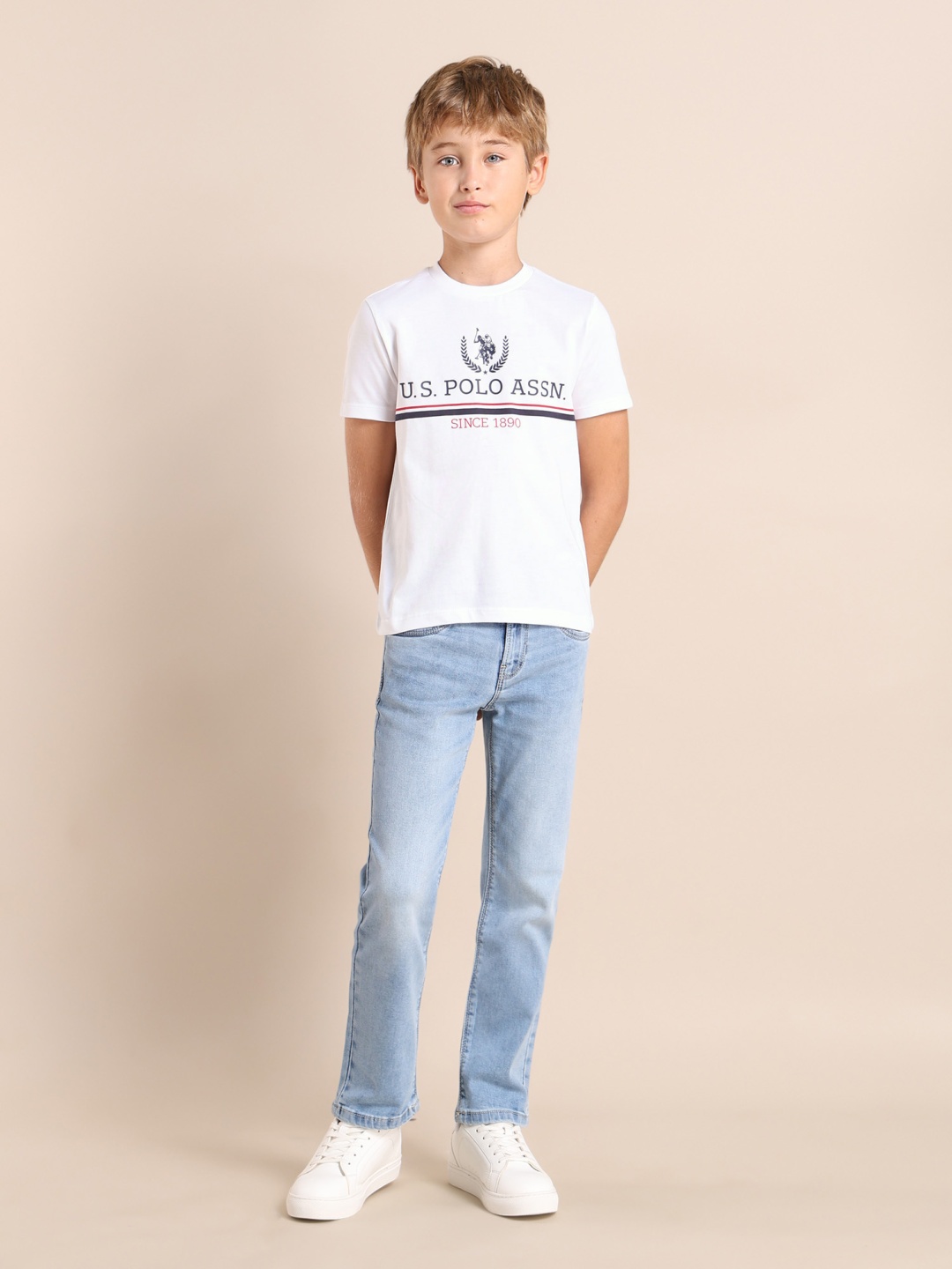 

U.S. Polo Assn. Kids Boys Brand Logo Printed T-shirt, White