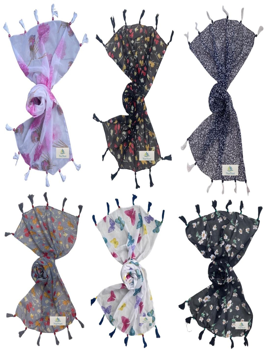 

NarNari Women Printed Scarf, Black