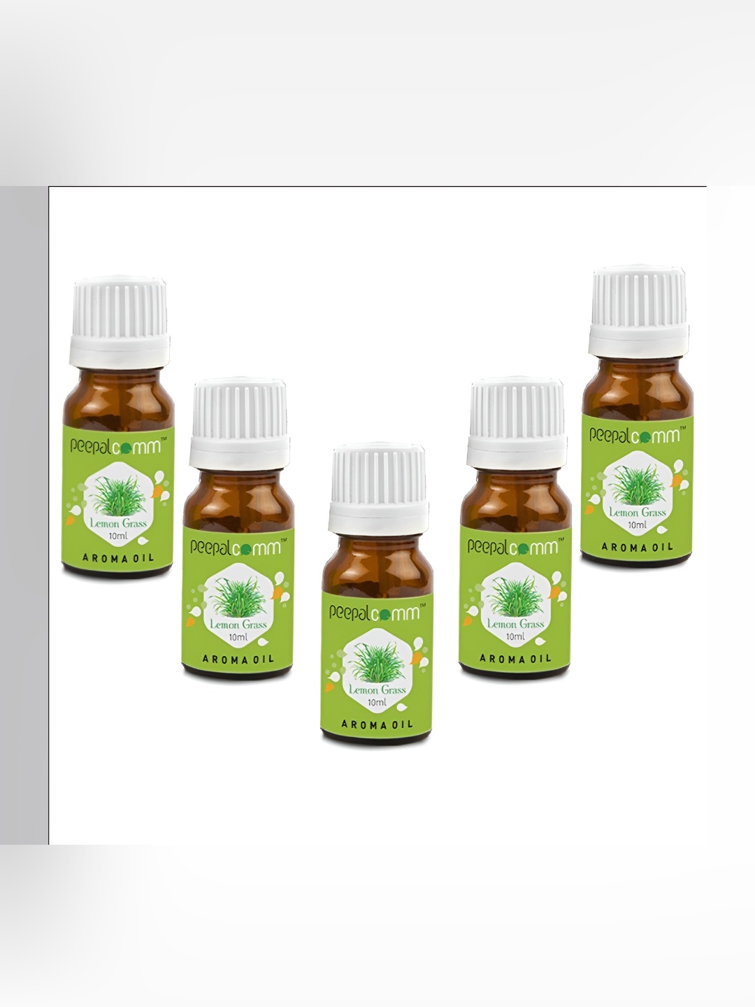 

PEEPALCOMM Green & White 5 Pieces Lemon Grass Essential Oil 10 ml