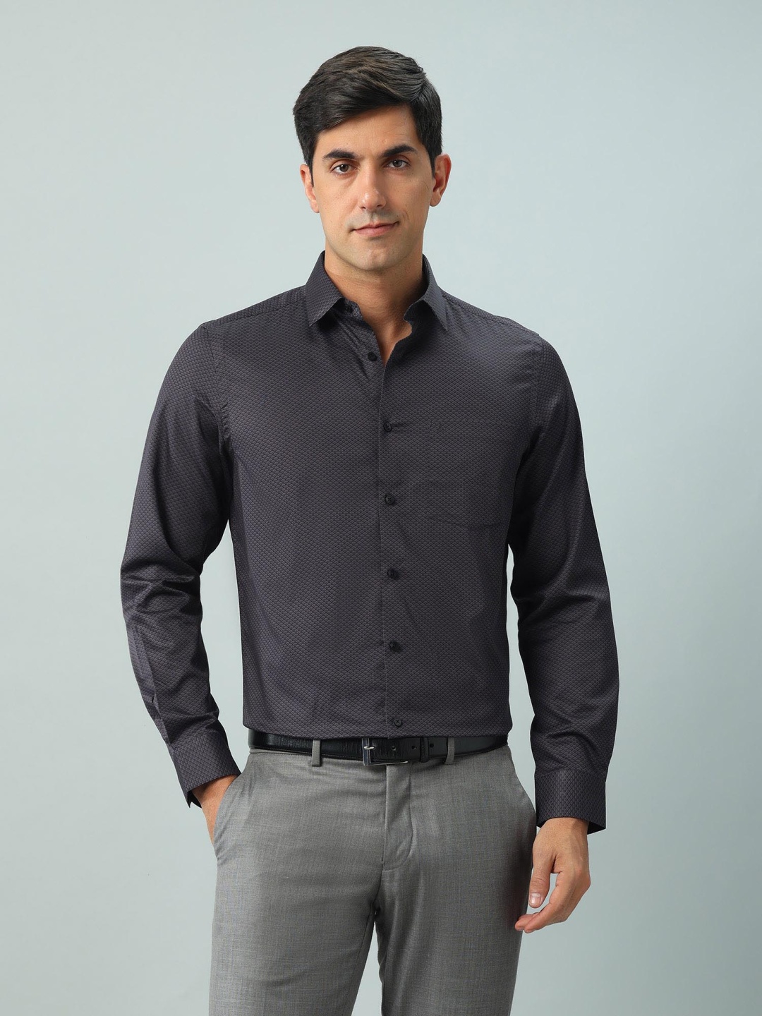 

Arrow Men Classic Fit Spread Collar Floral Printed Cotton Formal Shirt, Grey