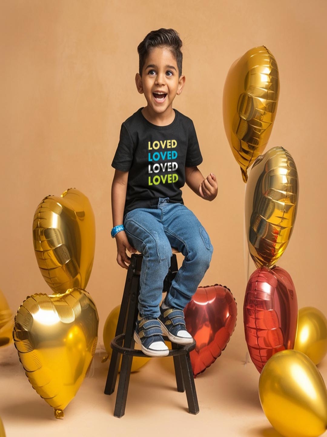 

FFLIRTYGO Unisex Kids Typography Printed Round Neck Cotton T-shirt, Navy blue
