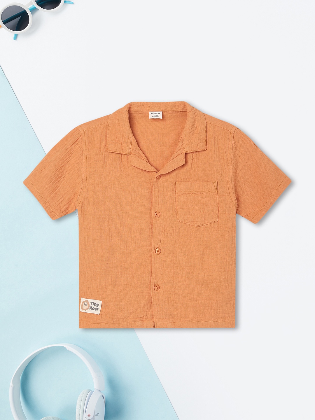 

max Boys Opaque Casual Shirt, Orange