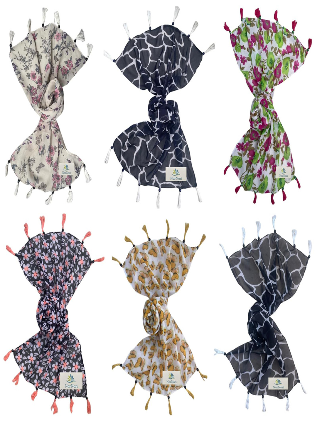 

NarNari Women Printed Scarf, Black