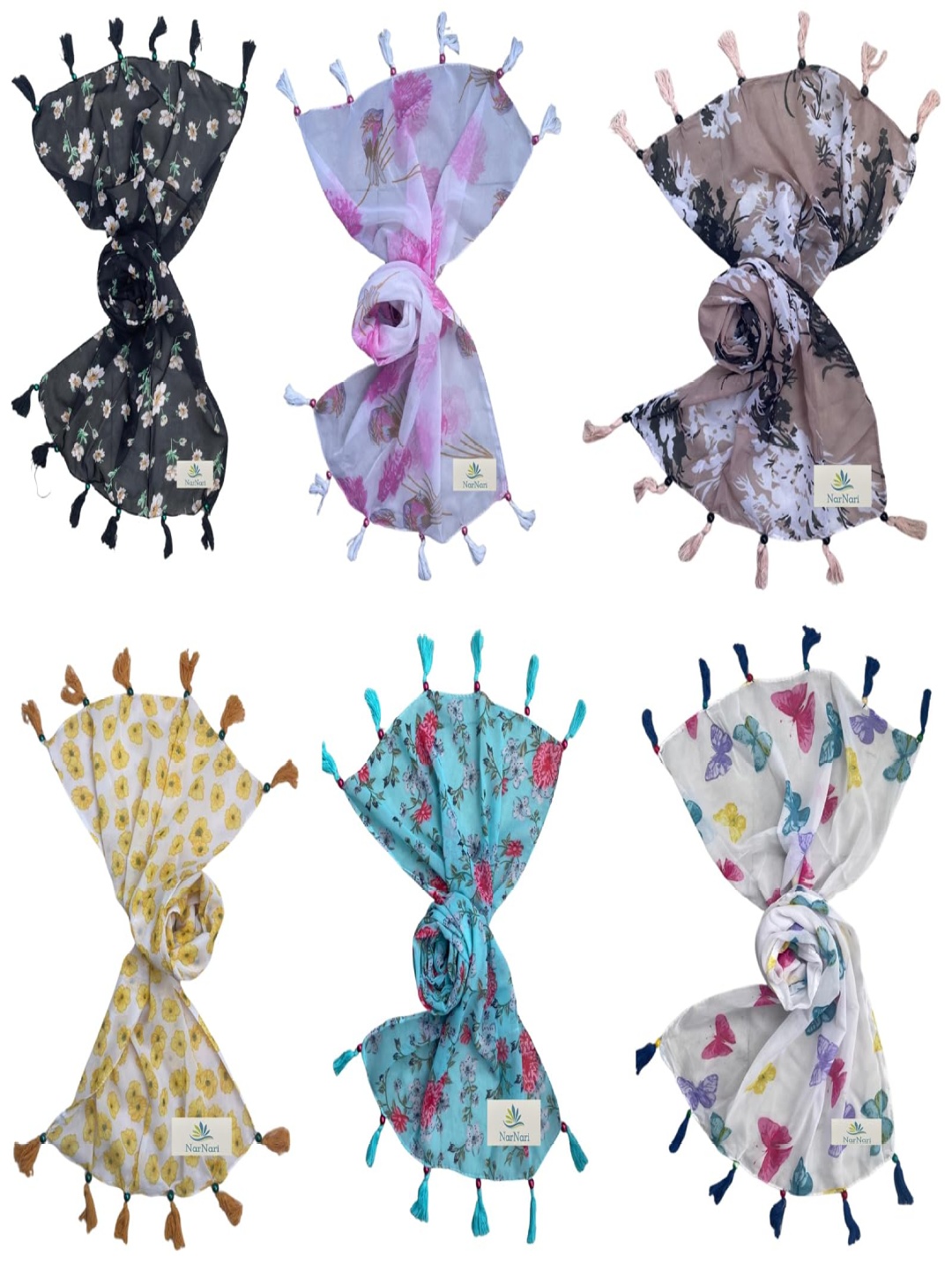 

NarNari Women Printed Scarf, Yellow