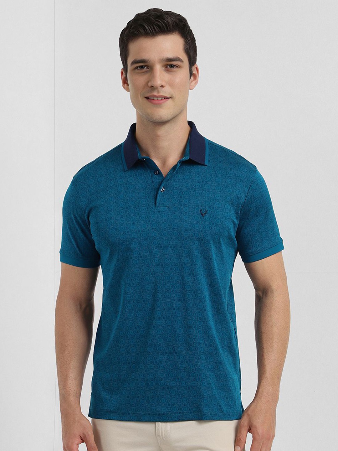 

Allen Solly Sport Men Abstract Printed Polo Collar Cotton T-shirt, Blue