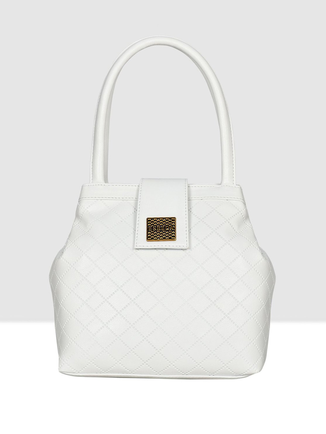 

ESBEDA Women Solid Structured Handheld Bag, White