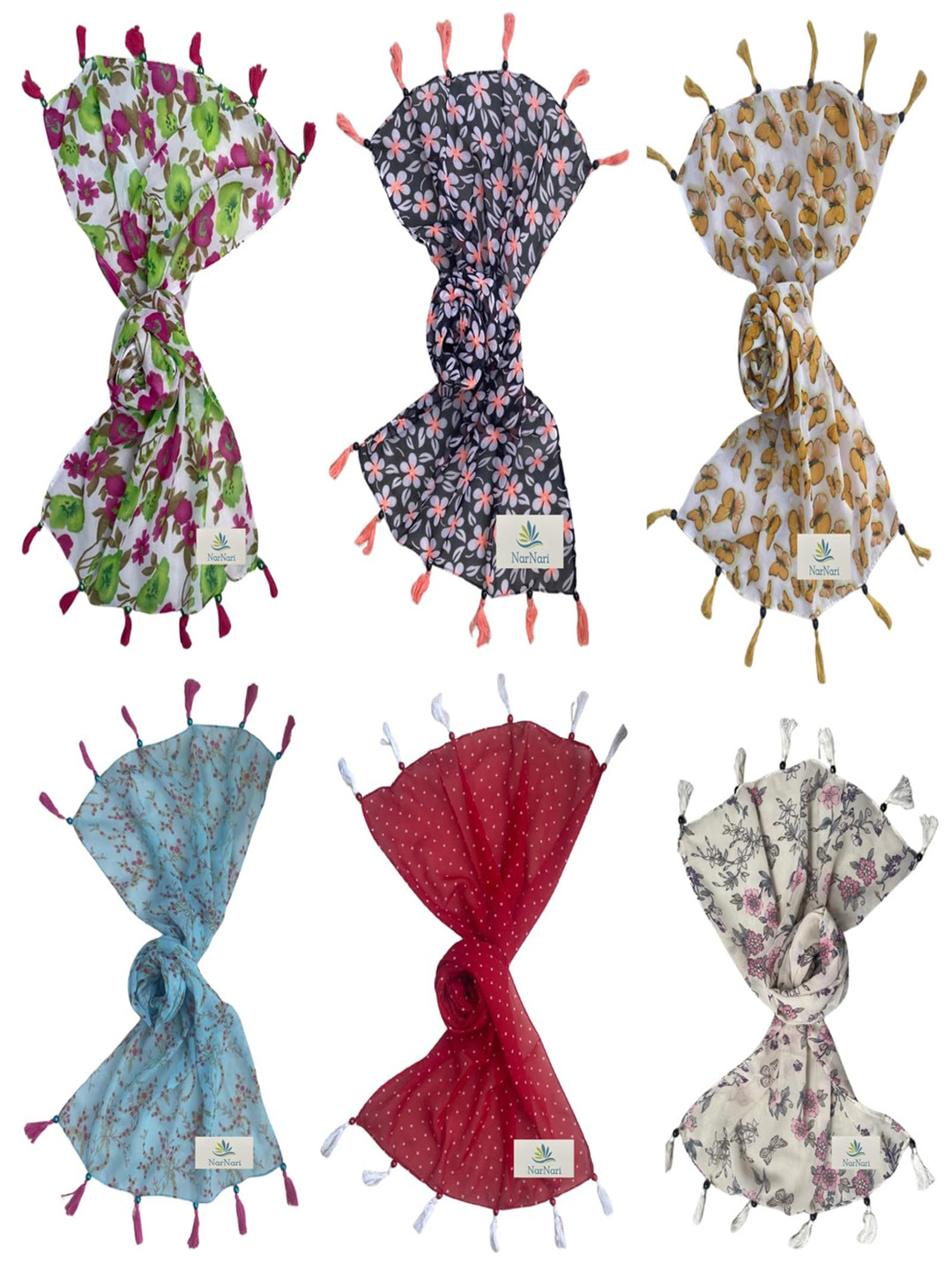 

NarNari Women Printed Scarf, Red