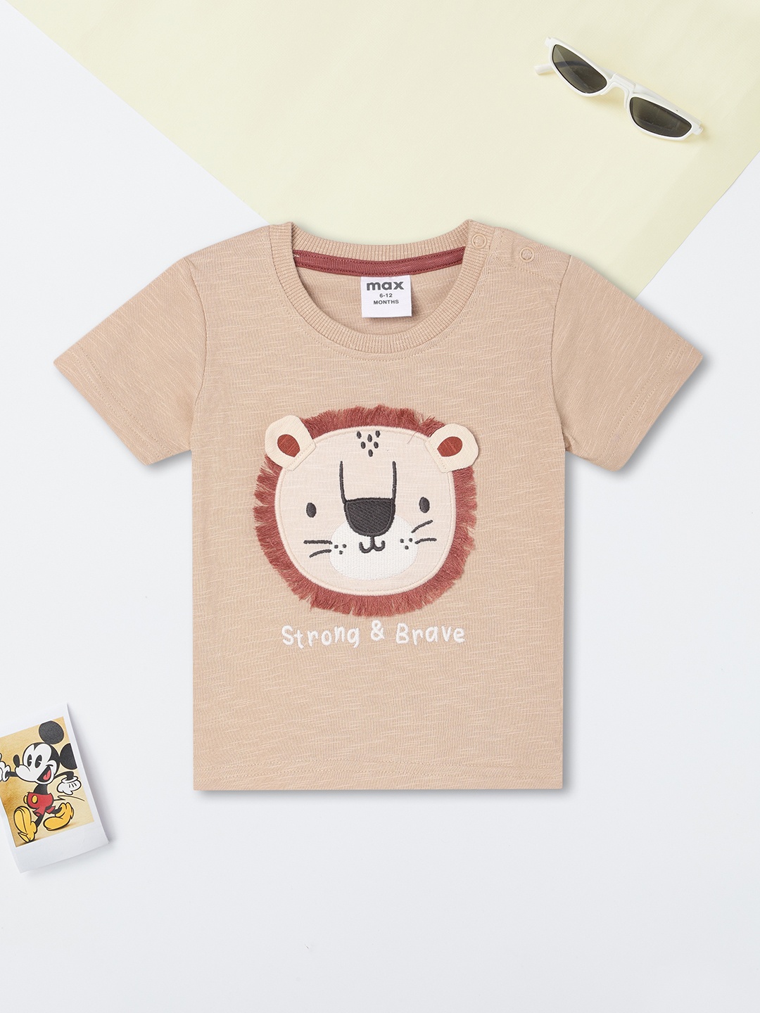 

max Boys Graphic Printed Round Neck Cotton T-shirt, Peach