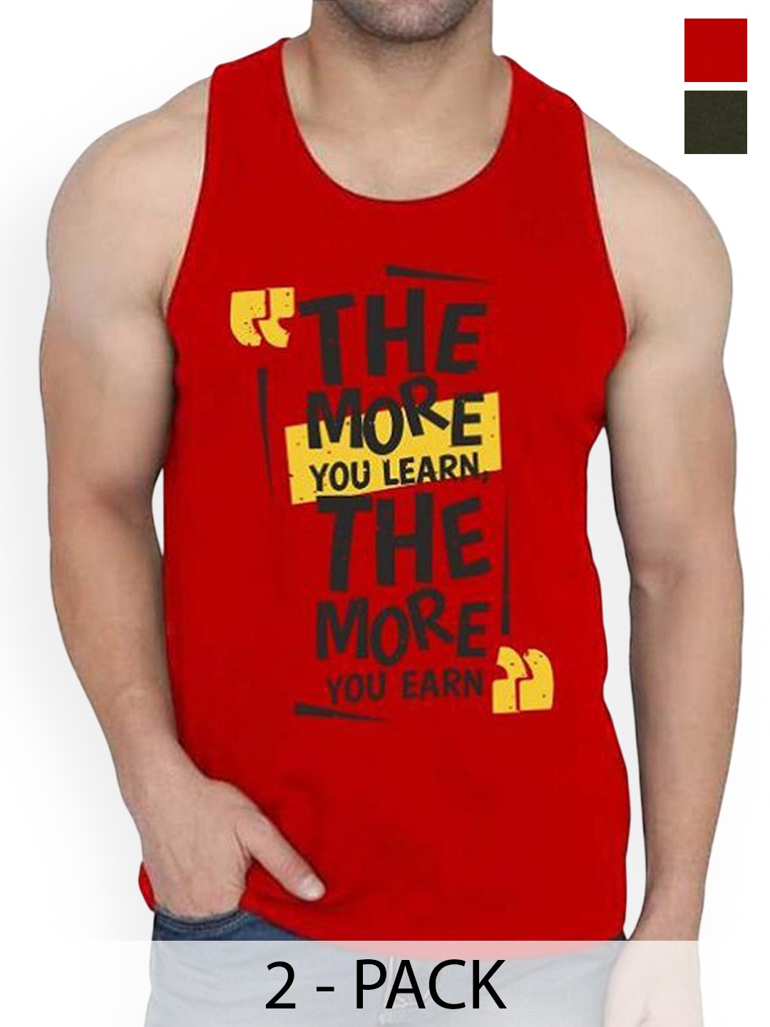 

WOOSTRO 2-Pcs Printed Cotton Innerwear Vests RS26 CMB (MORE RED) (MORE OLIVE)