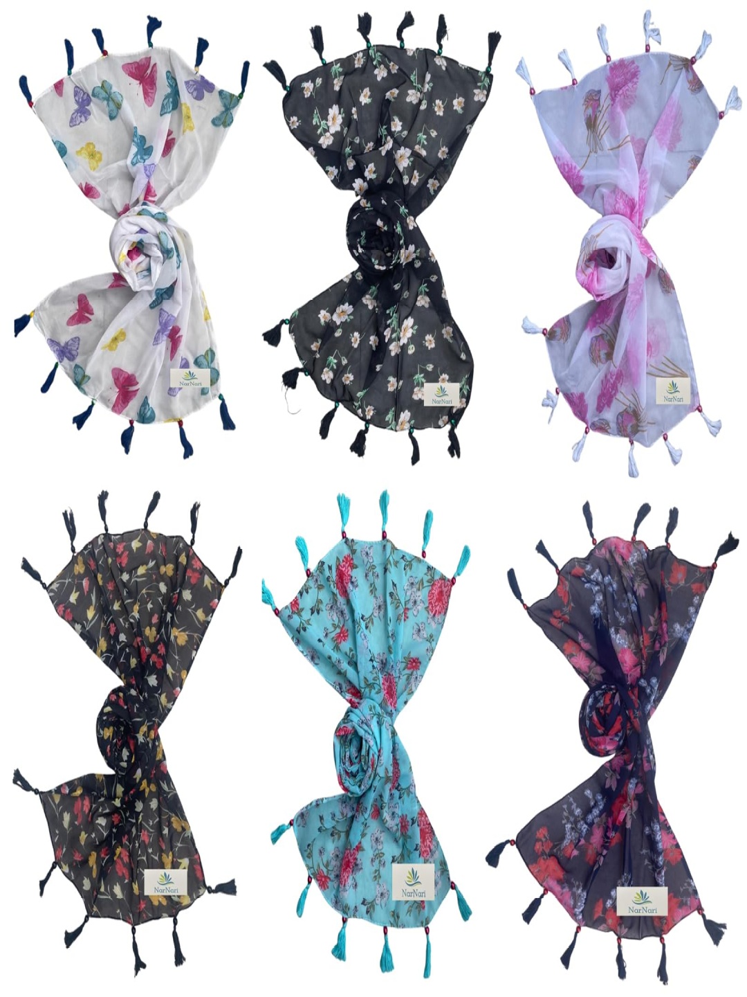 

NarNari Women Printed Scarf, Navy blue