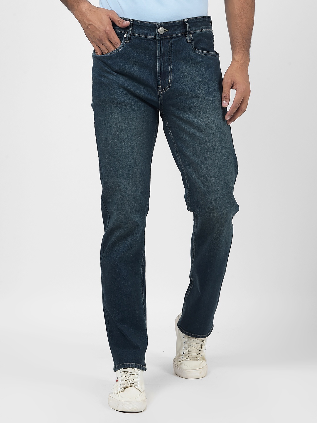 

Numero Uno Men Slim Fit Light Fade Stretchable Jeans, Blue