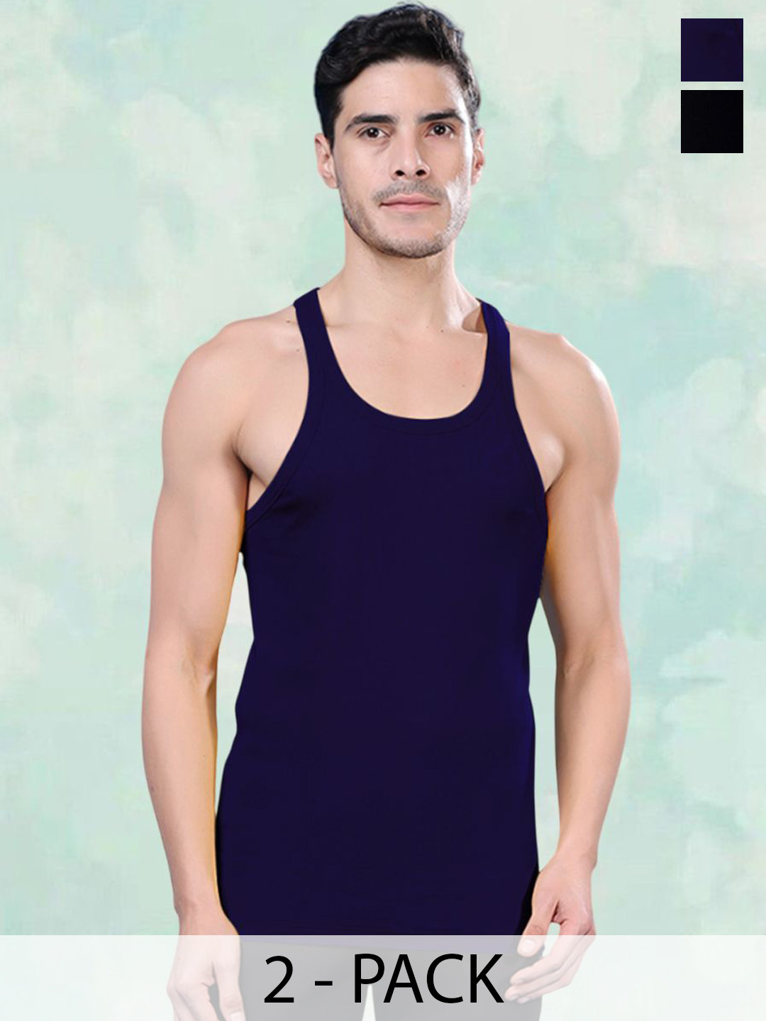 

FBAR Men Pack Of 2 Innerwear Gym Vests, Black