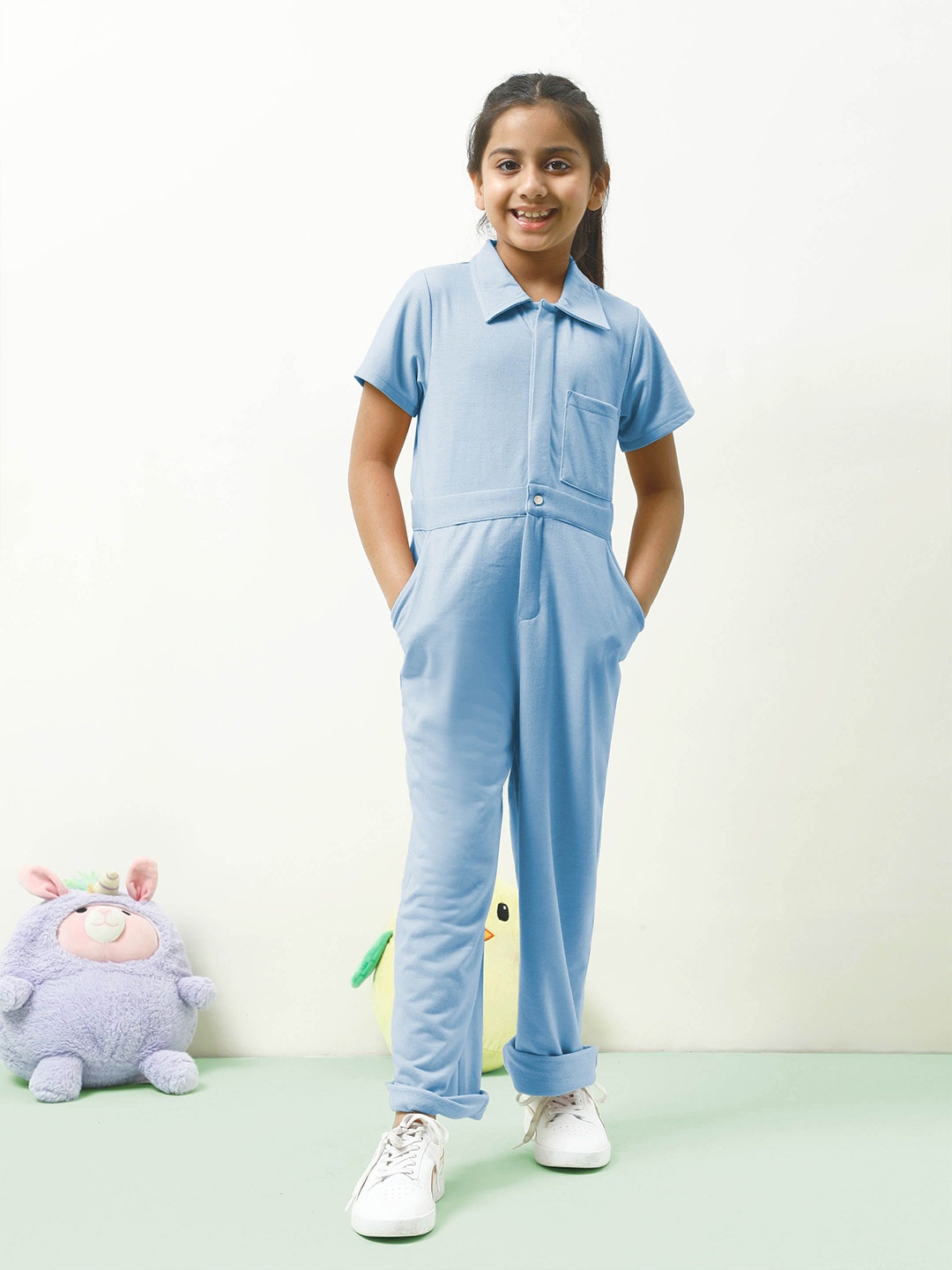 

Athena Girl Girls Basic Jumpsuit, Blue