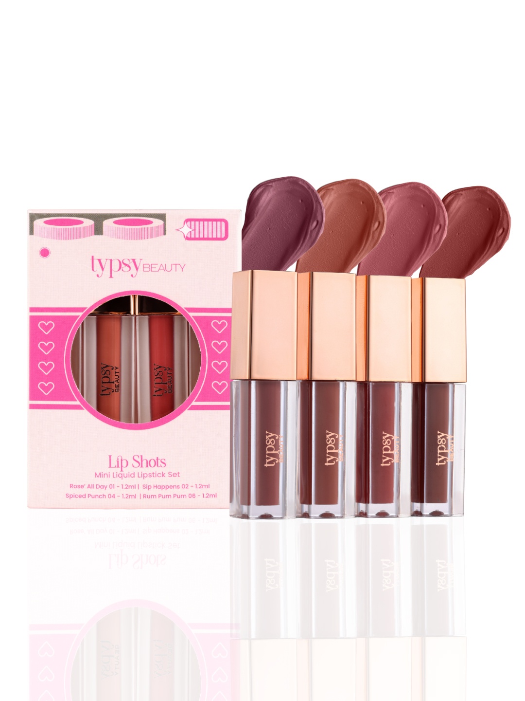 

Typsy Beauty Set Of 4 Lip Shots Mini Lipstick Set - 1.2 ml Each, Multi