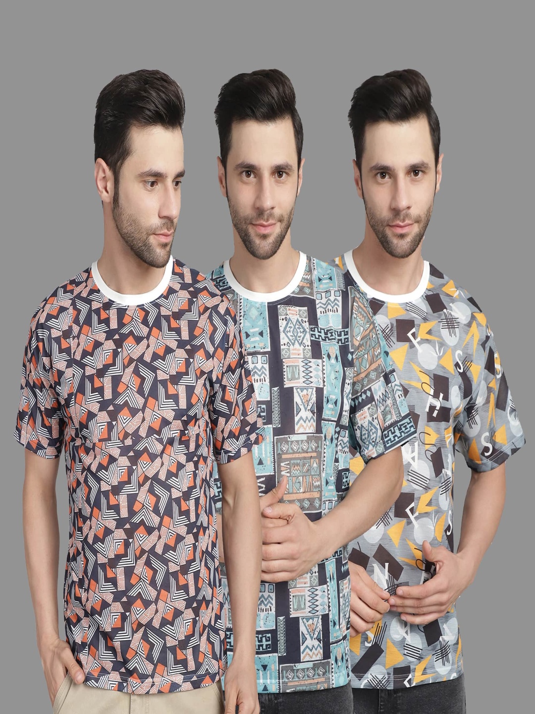 

VIMAL JONNEY Men 3 Printed Pockets T-shirt, Multi