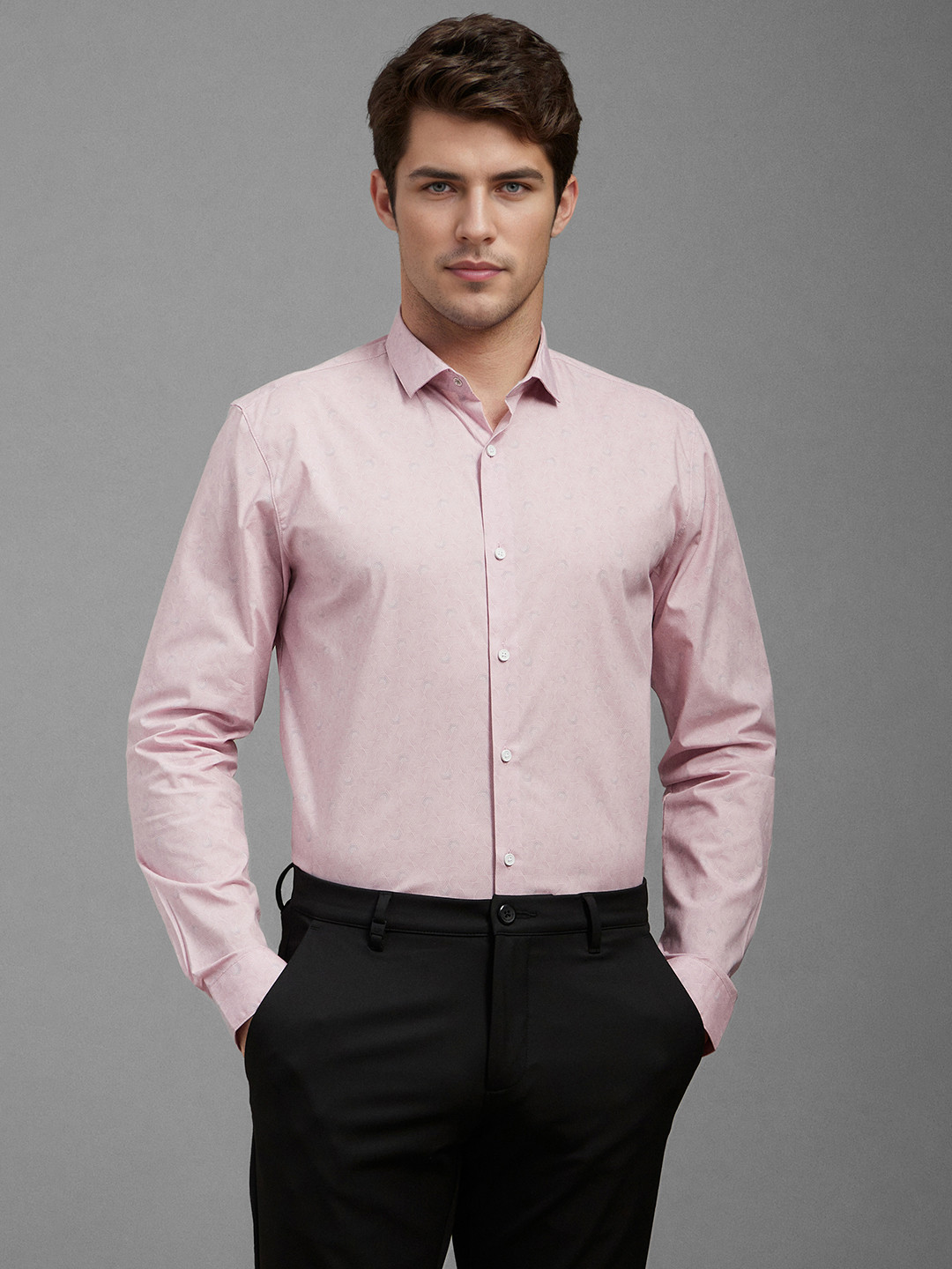 

Louis Philippe Sport Men Super Slim Fit Geometric Printed Casual Shirt, Pink
