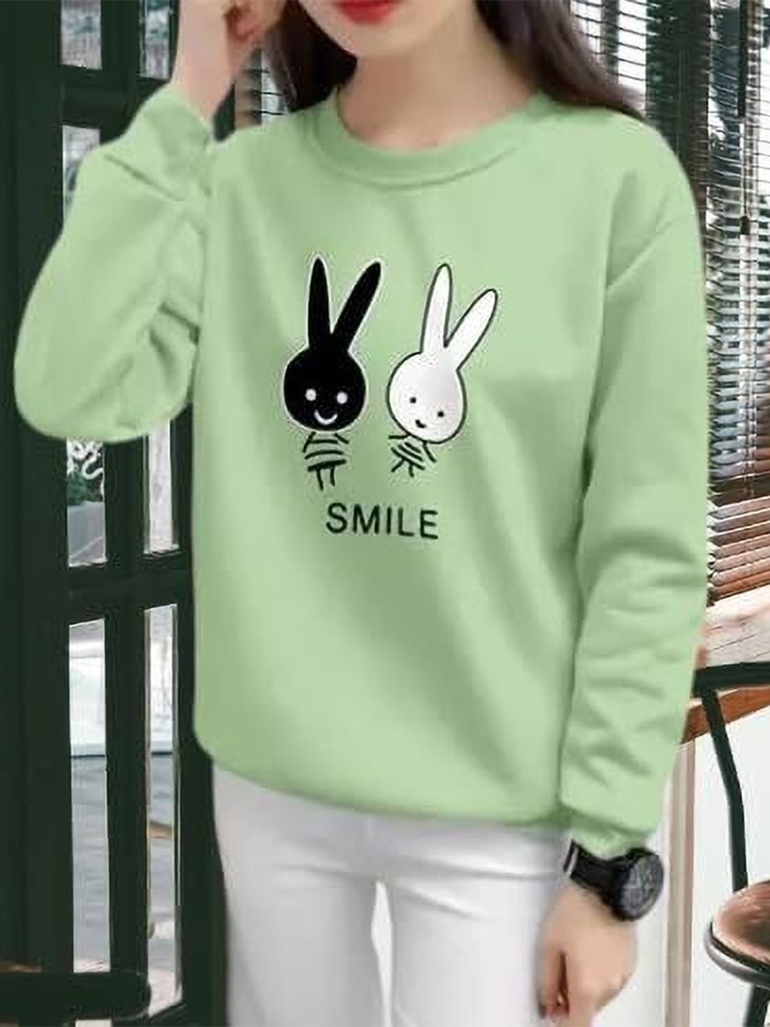 

KASHIAN Women Typography Printed Sweatshirt, Green