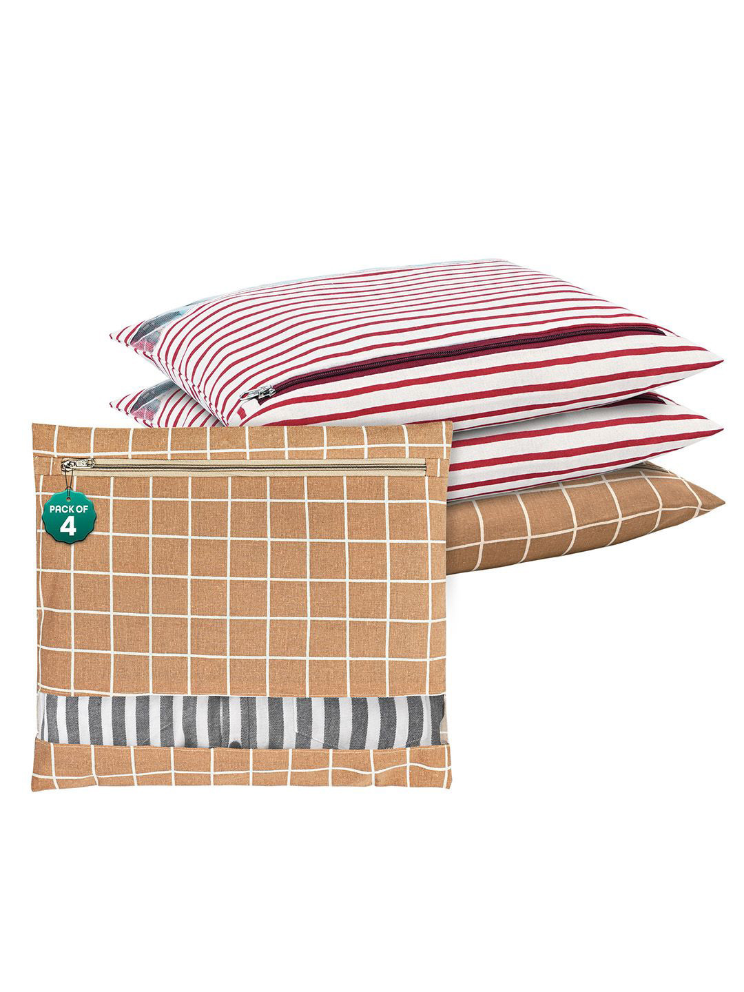 

Kuber Industries Brown 4 Pcs Regular Clothes Storage Single Packing Bag Drawer Organiser