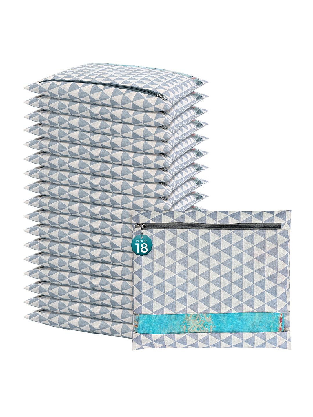 

Kuber Industries Grey 18 Pcs Regular Single Saree Cover Multi-Utility Storage Organisers