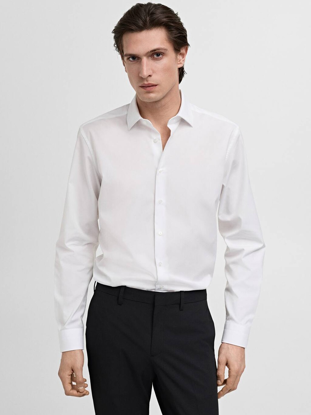 

MANGO MAN Men Pure Cotton Formal Shirt, White