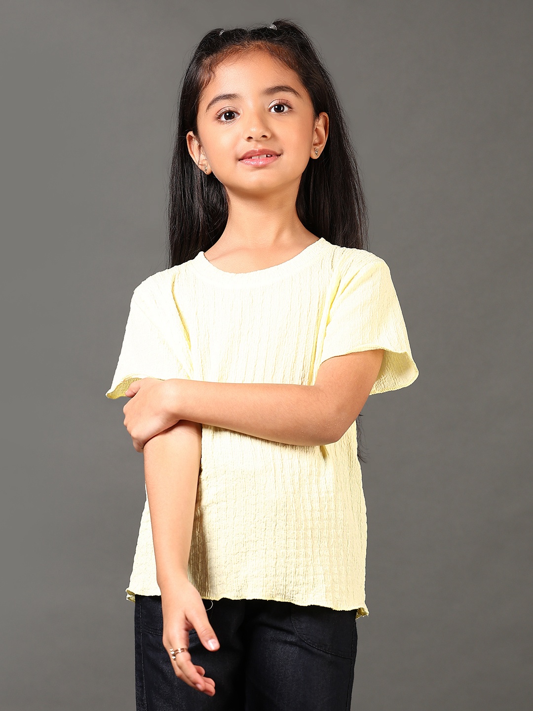 

V-Mart Extended Sleeves Cotton Top, Yellow