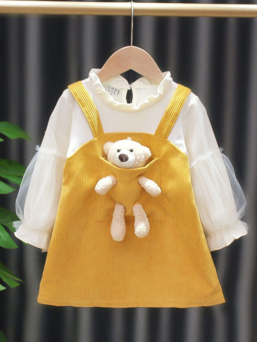 

YK Girls Cotton Pinafore Dress With T-shirt, Yellow
