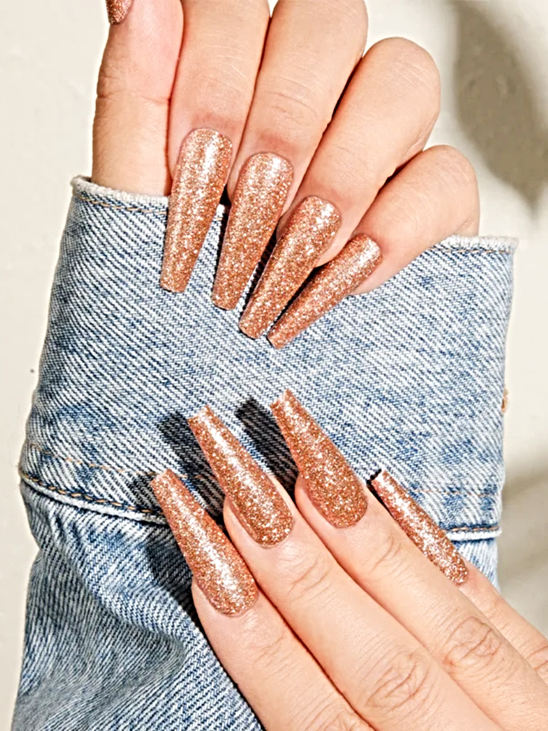 

Proplady Set Of 10 French Manicure Nails Pre Glued Artificial Press On Nails- Gold Toned