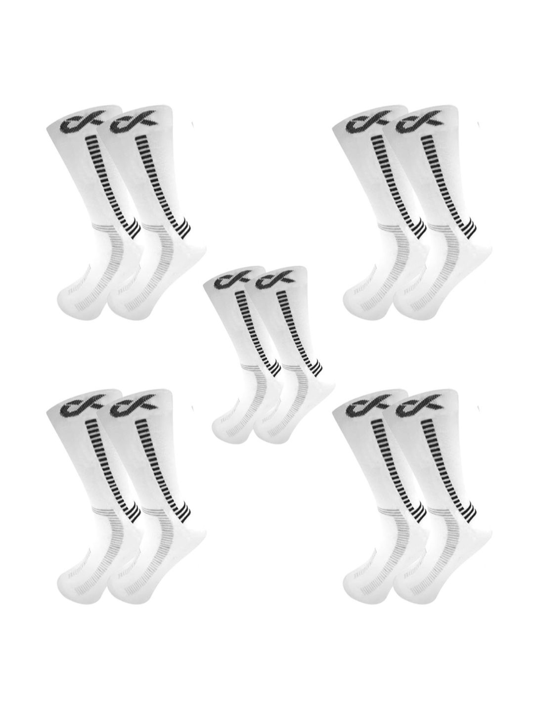 

Xjarvis Men Pack Of 5 Cotton Super Soft & Odour-Free Breathable Calf Length Socks, White