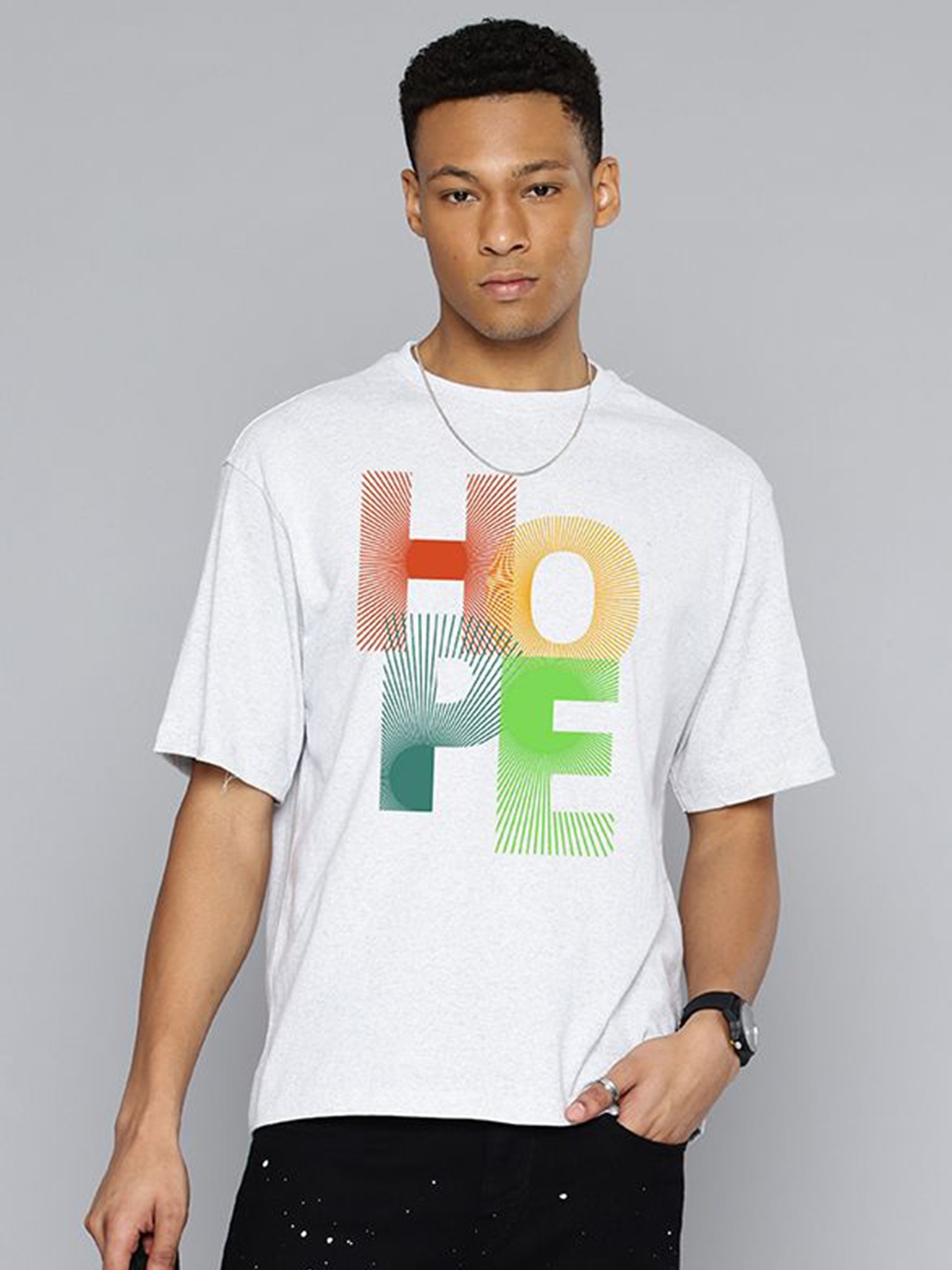 

Moda Rapido Men Typography Printed Round Neck Cotton Relaxed Fit T-shirt, White