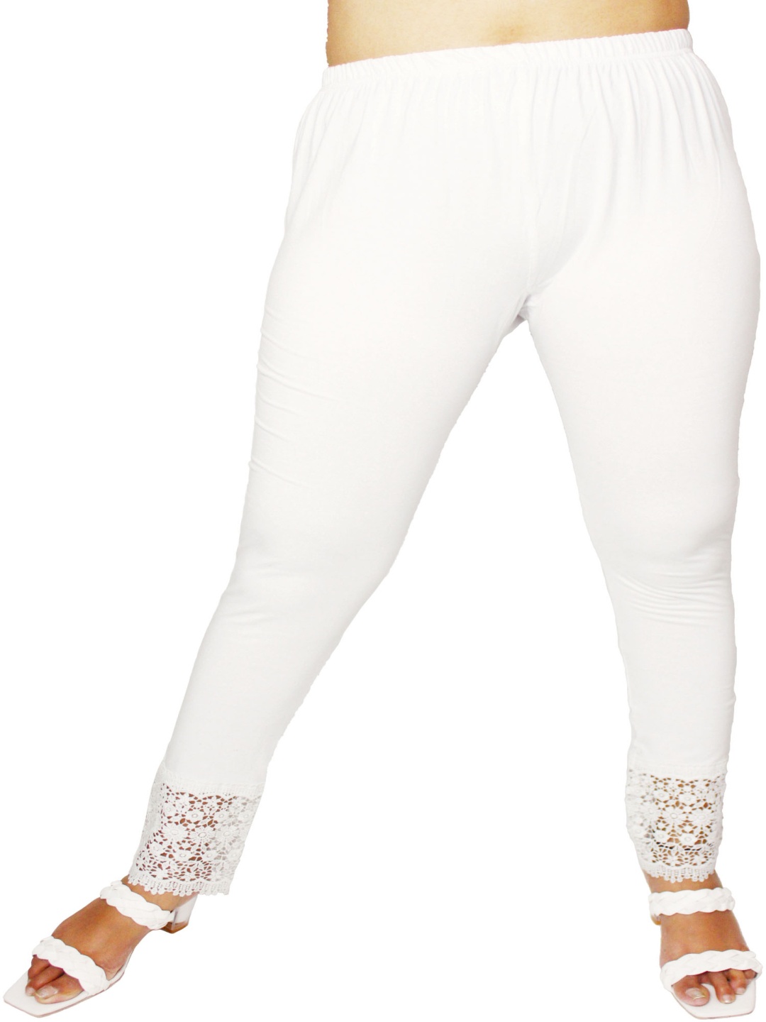 

PINK SHELL Women Cotton Ankle-Length Leggings, White