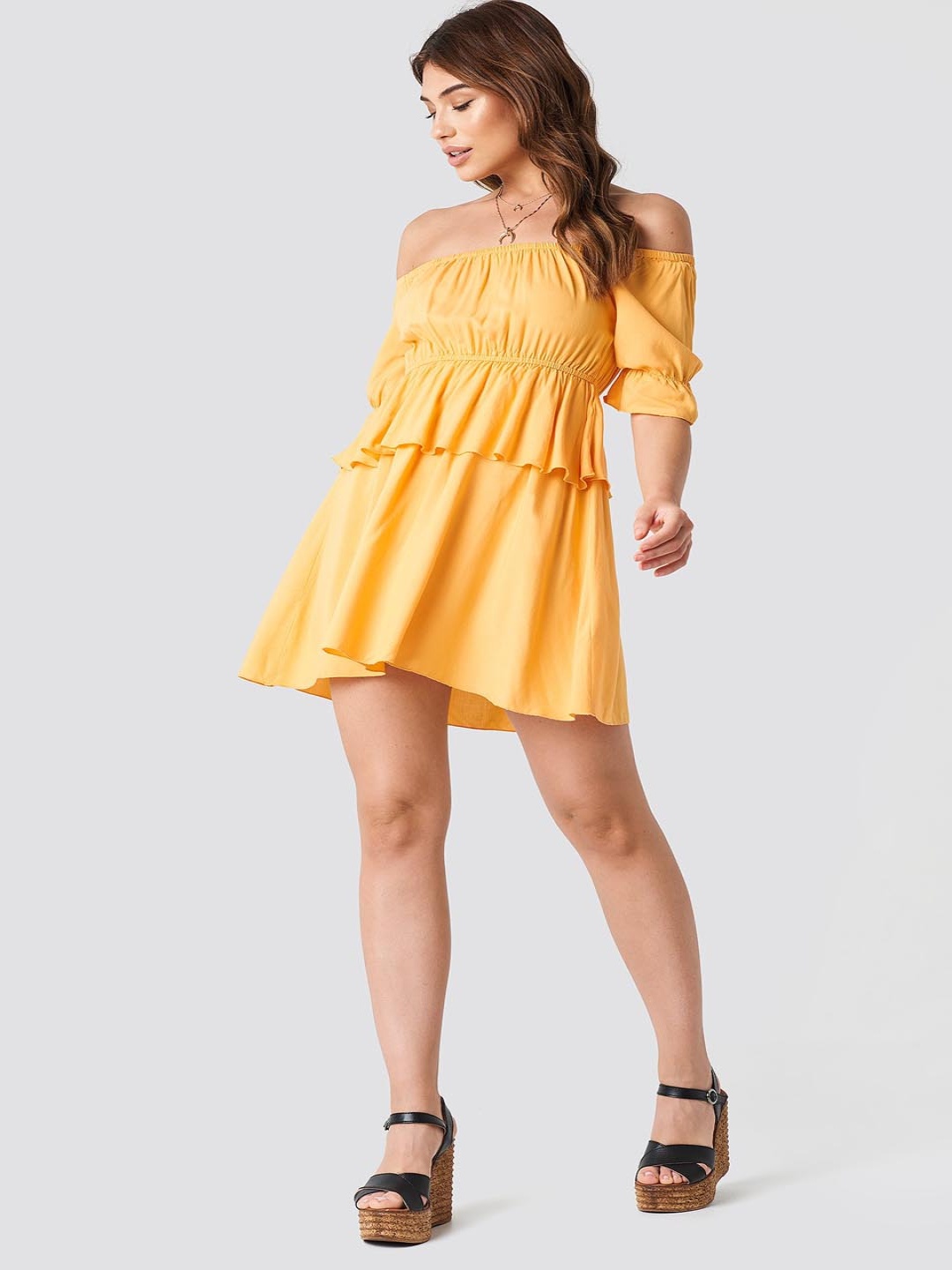 

Roadster Georgette Solid Mini A Line Dress, Yellow