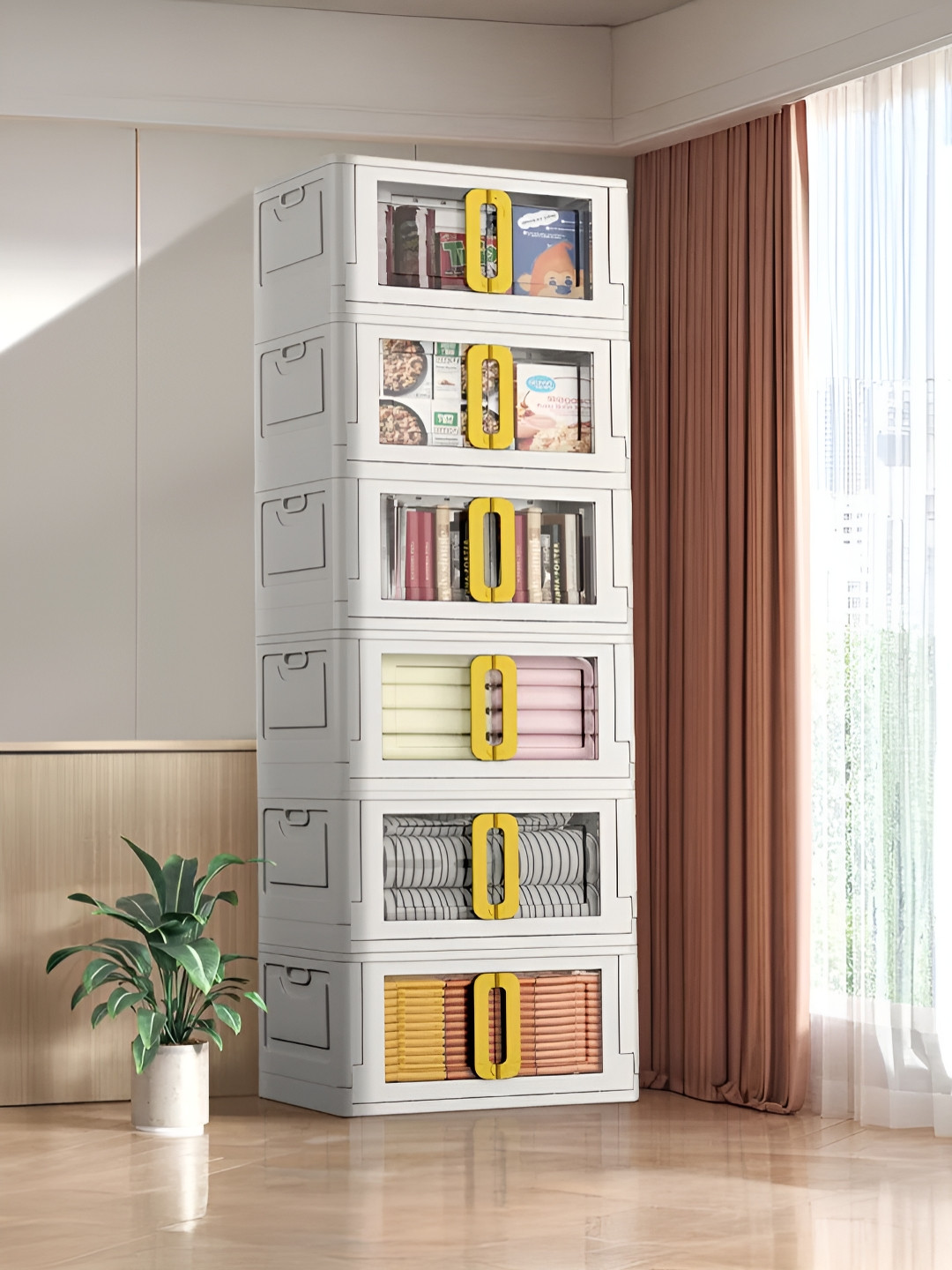 

UPC Yellow & White 6 Pieces Storage Cube - Multi-Purpose Space-Saving Organizers