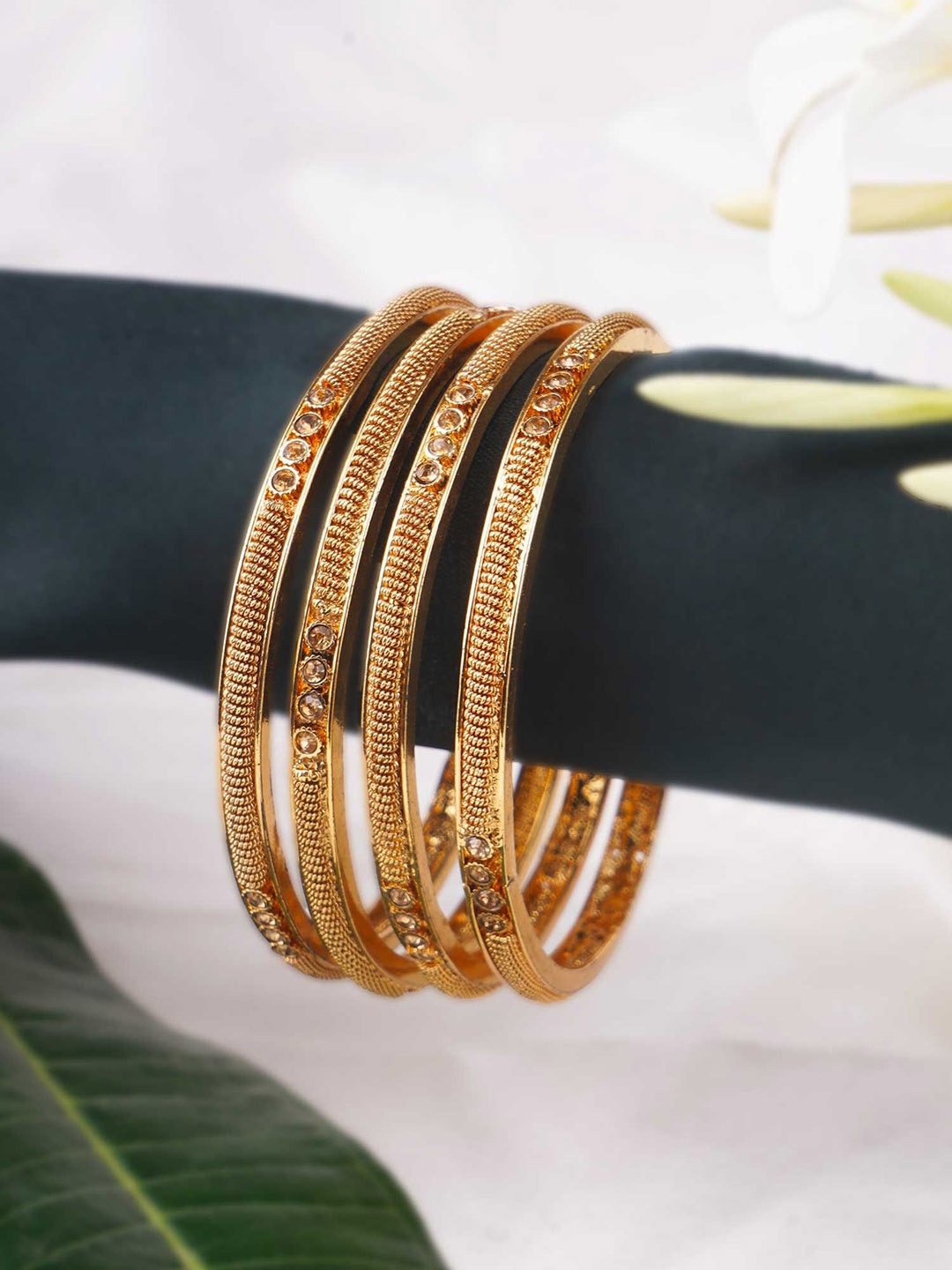 

Anouk Set Of 4 Stone-Studded 24CT Gold-Plated Bangles