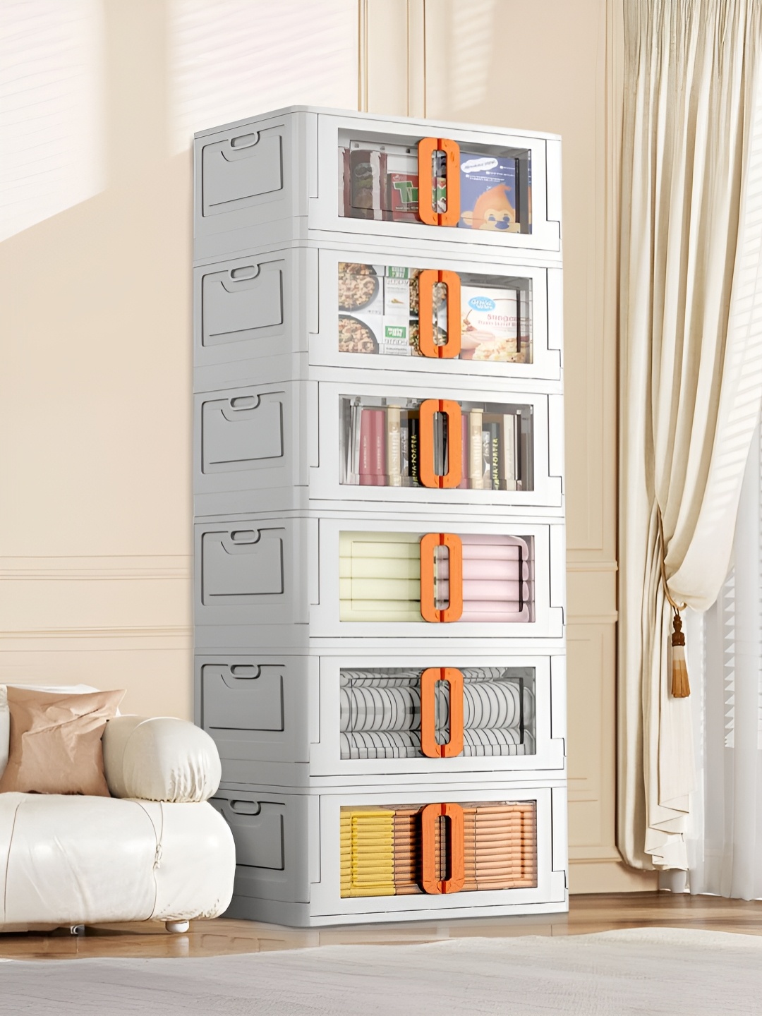 

UPC Orange & White 6 Pieces Storage Cube - Multi-Purpose Space-Saving Organizers