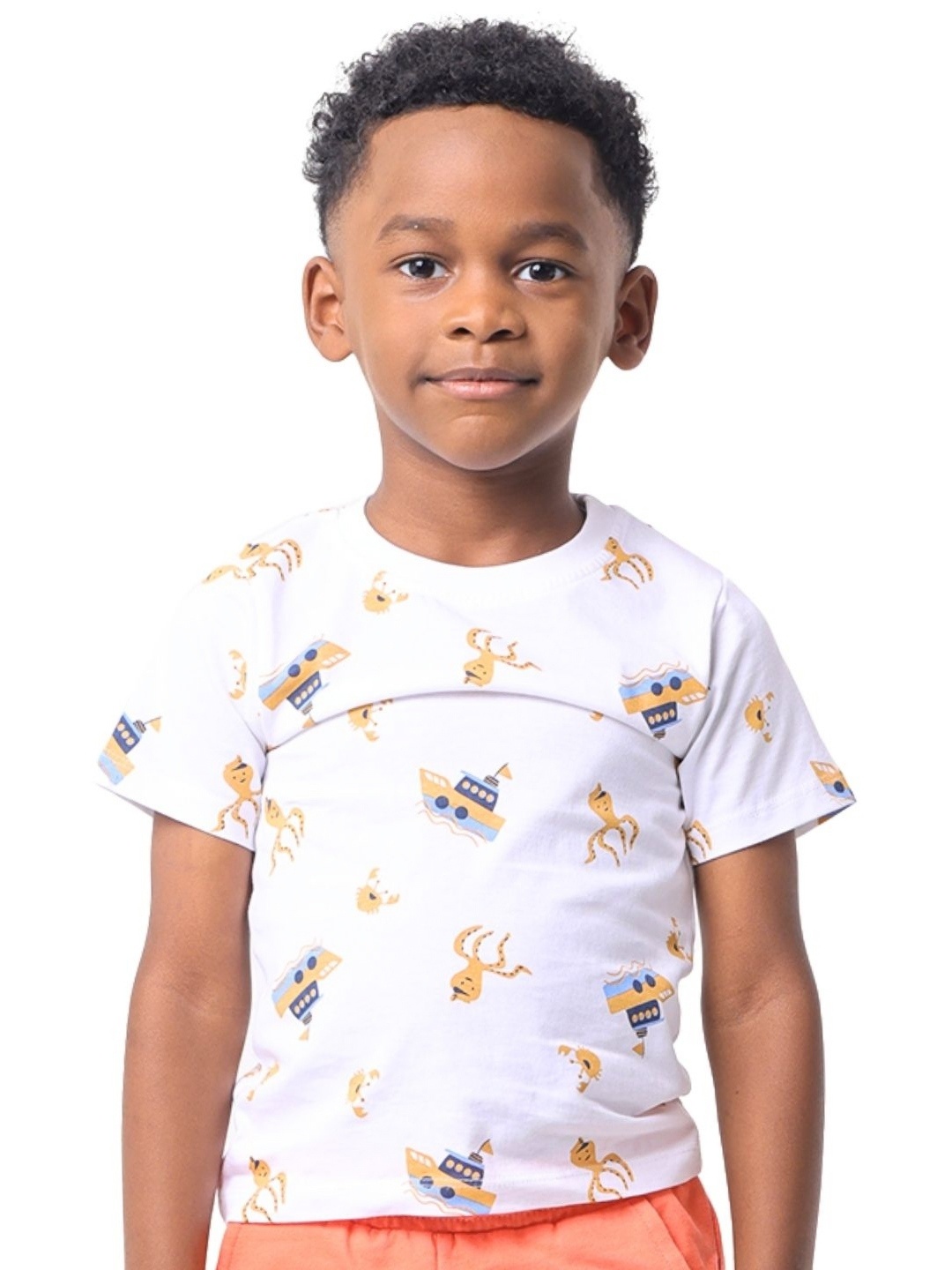 

Nuego Boys Printed Bio Finish T-shirt, White