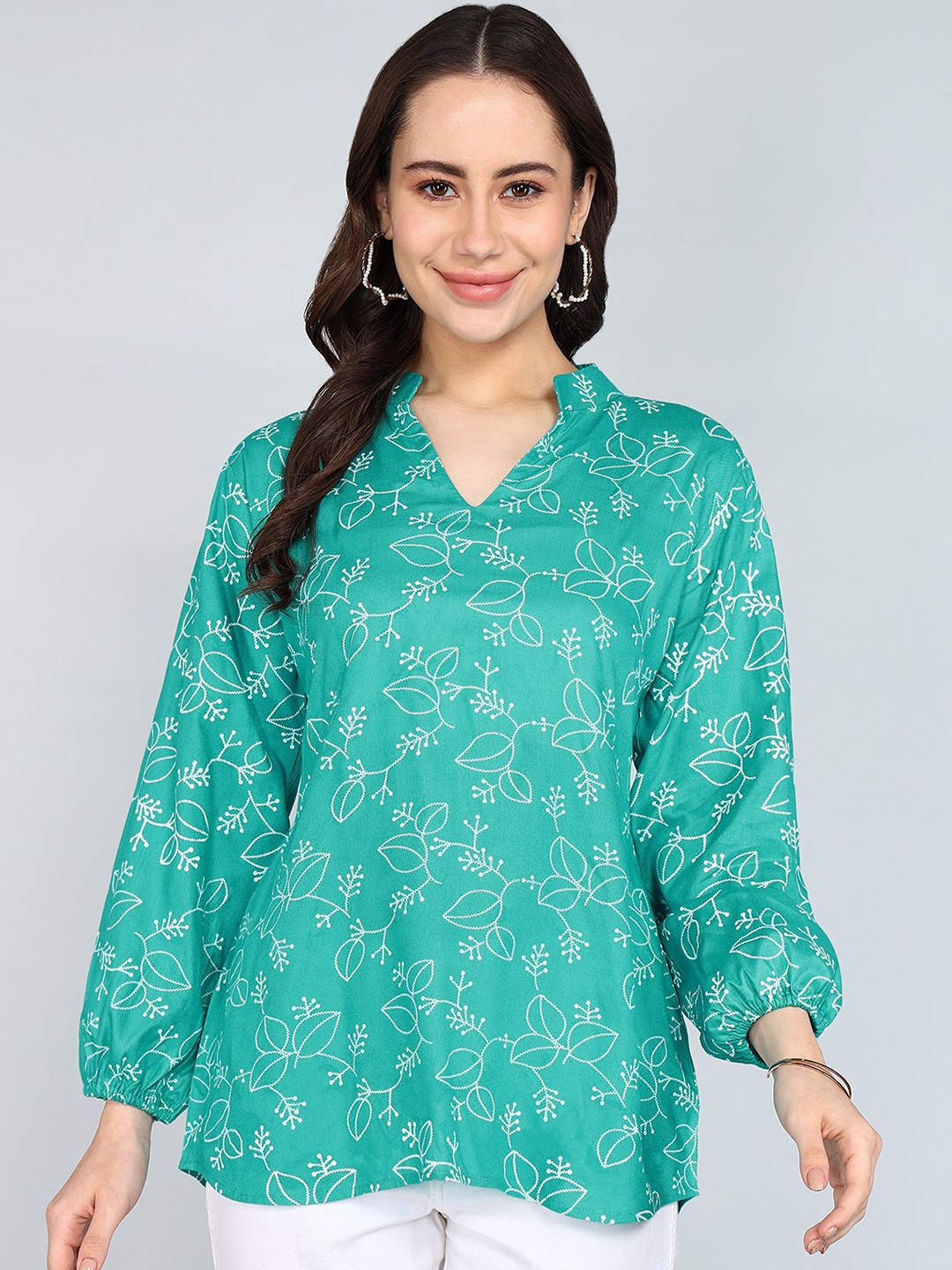 

Tviksha Fashion Women Floral Printed A-line Kurti, Sea green