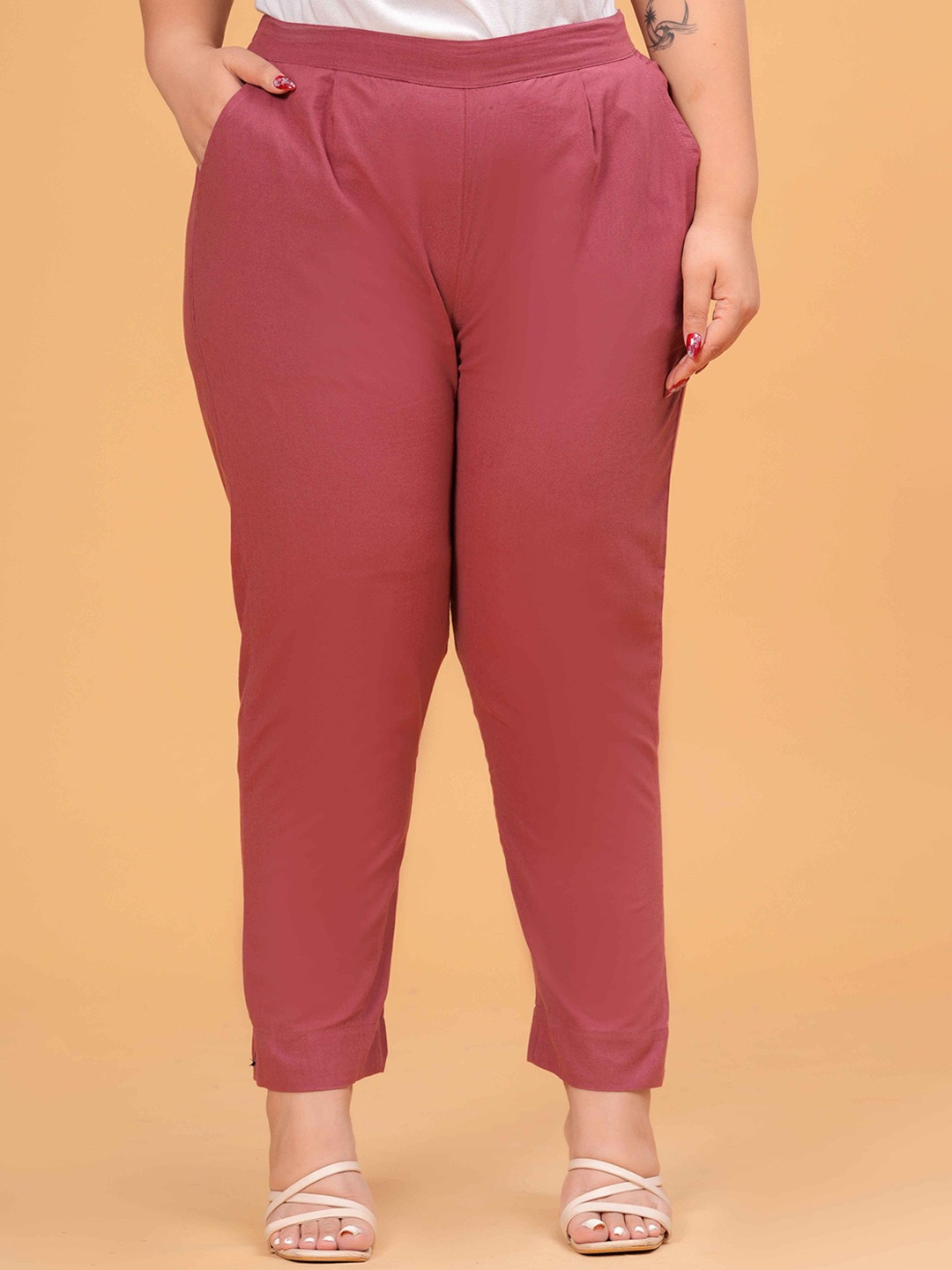 

JONAYA Women Plus Size Cotton Trouser, Pink