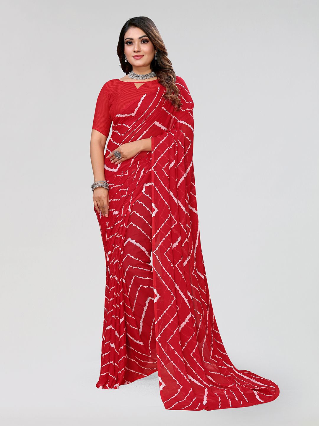 

Moda Rapido Printed Saree, Red