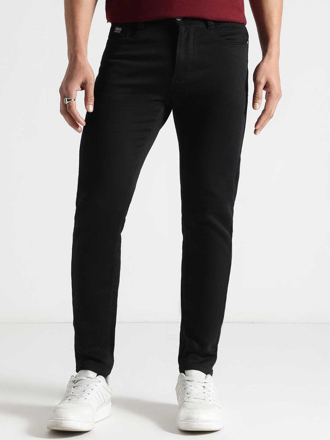 

Code 61 Men Skinny Fit Low-Rise Stretchable Jeans, Black