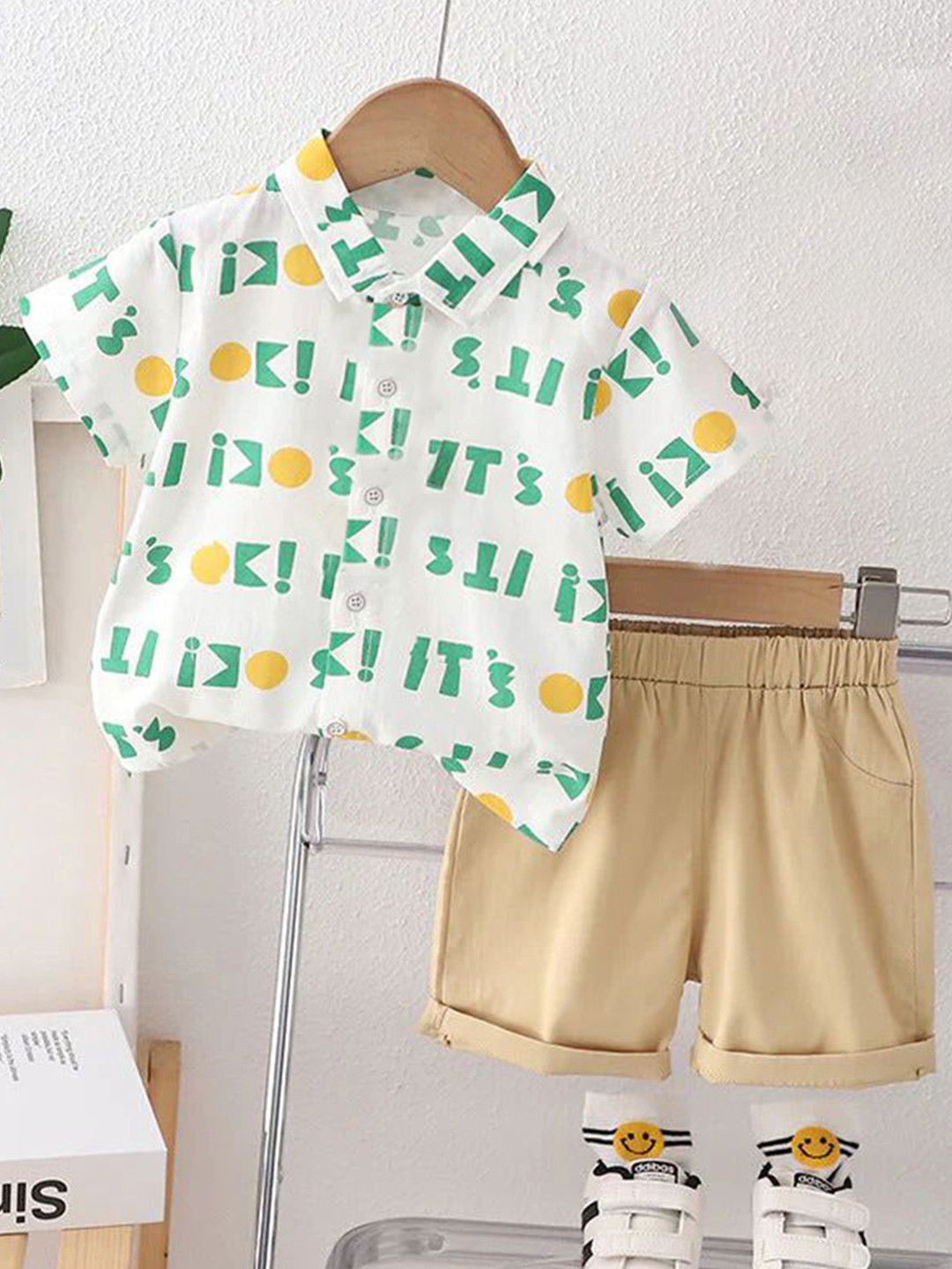 

DANGAR Kids Printed Short Sleeves Shirt With Shorts, White
