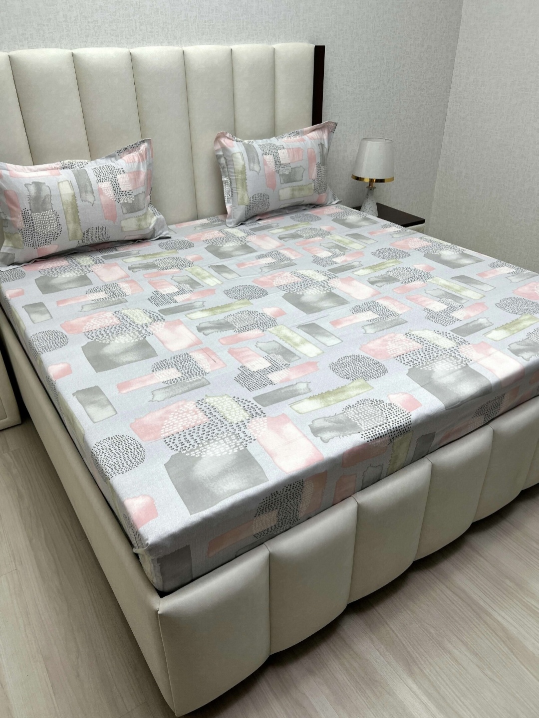 

Pure Decor Royal Passion Grey Printed 330 TC Pure Cotton Queen Bedsheet Set 2.28m x 2.54m