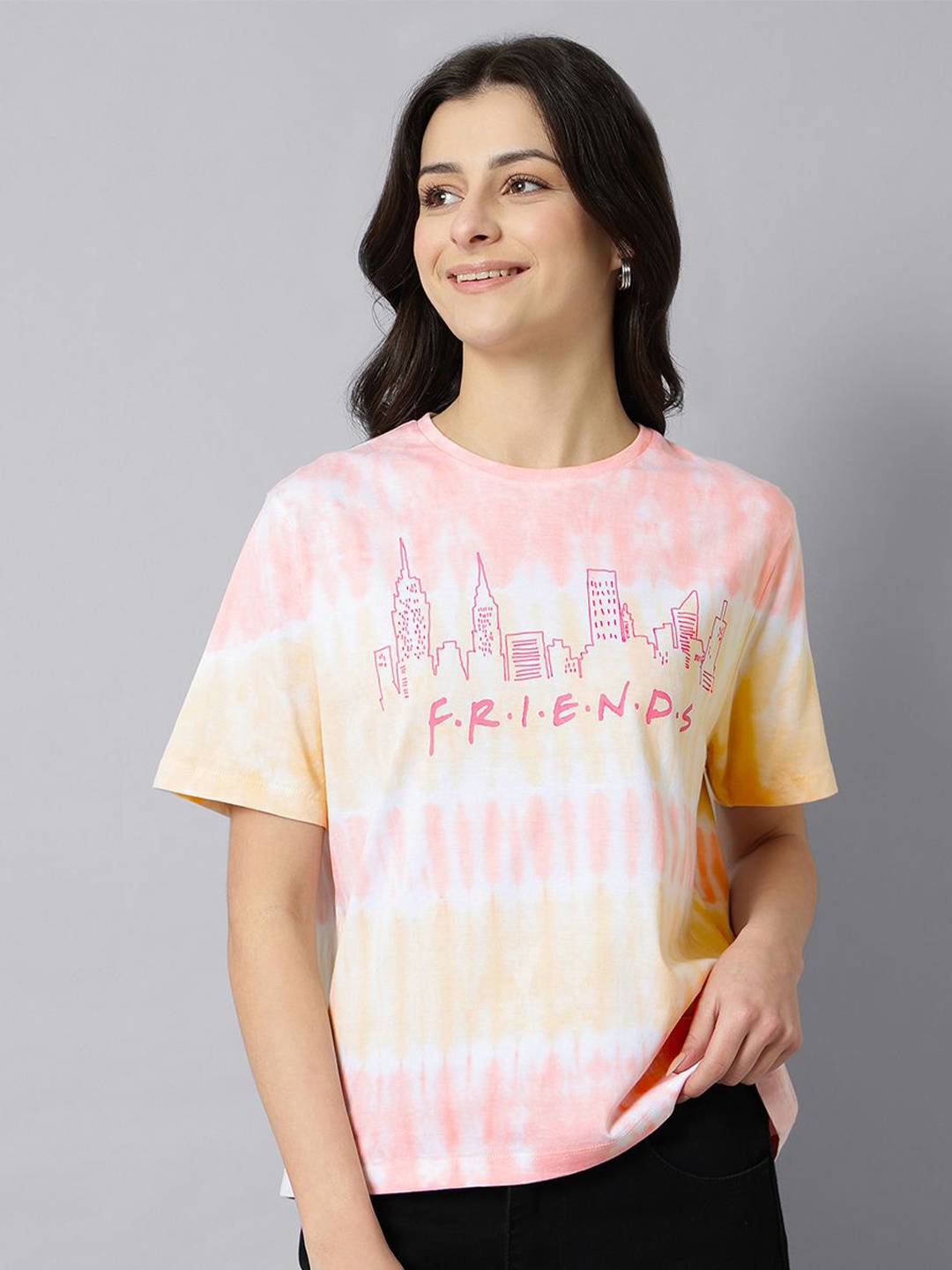 

Free Authority Women Friends Printed Regular Fit Tshirt, Pink