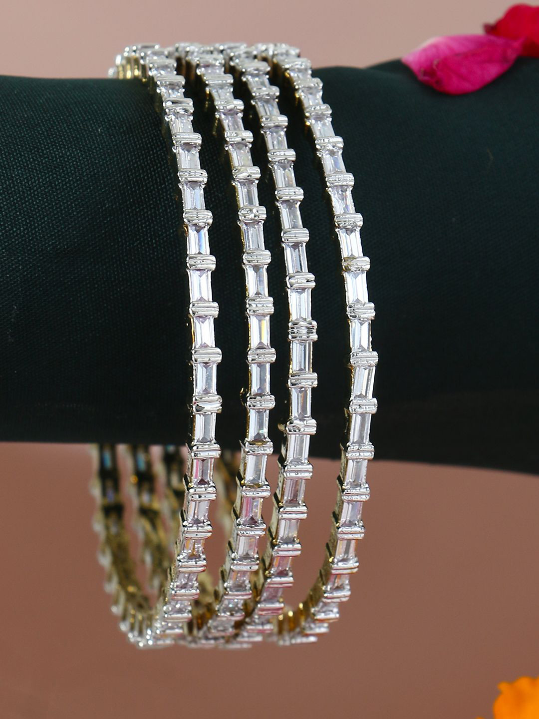

Anouk Set Of 4 Cubic Zirconia-Studded 24CT Gold-Plated Bangles