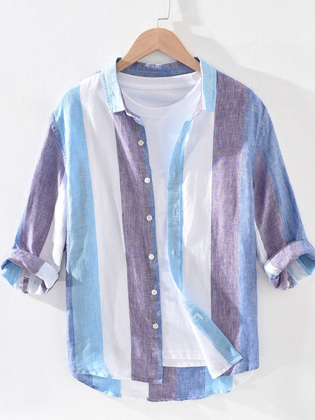 

HERE&NOW Men Multi Stripes Opaque Striped Casual Shirt, Blue