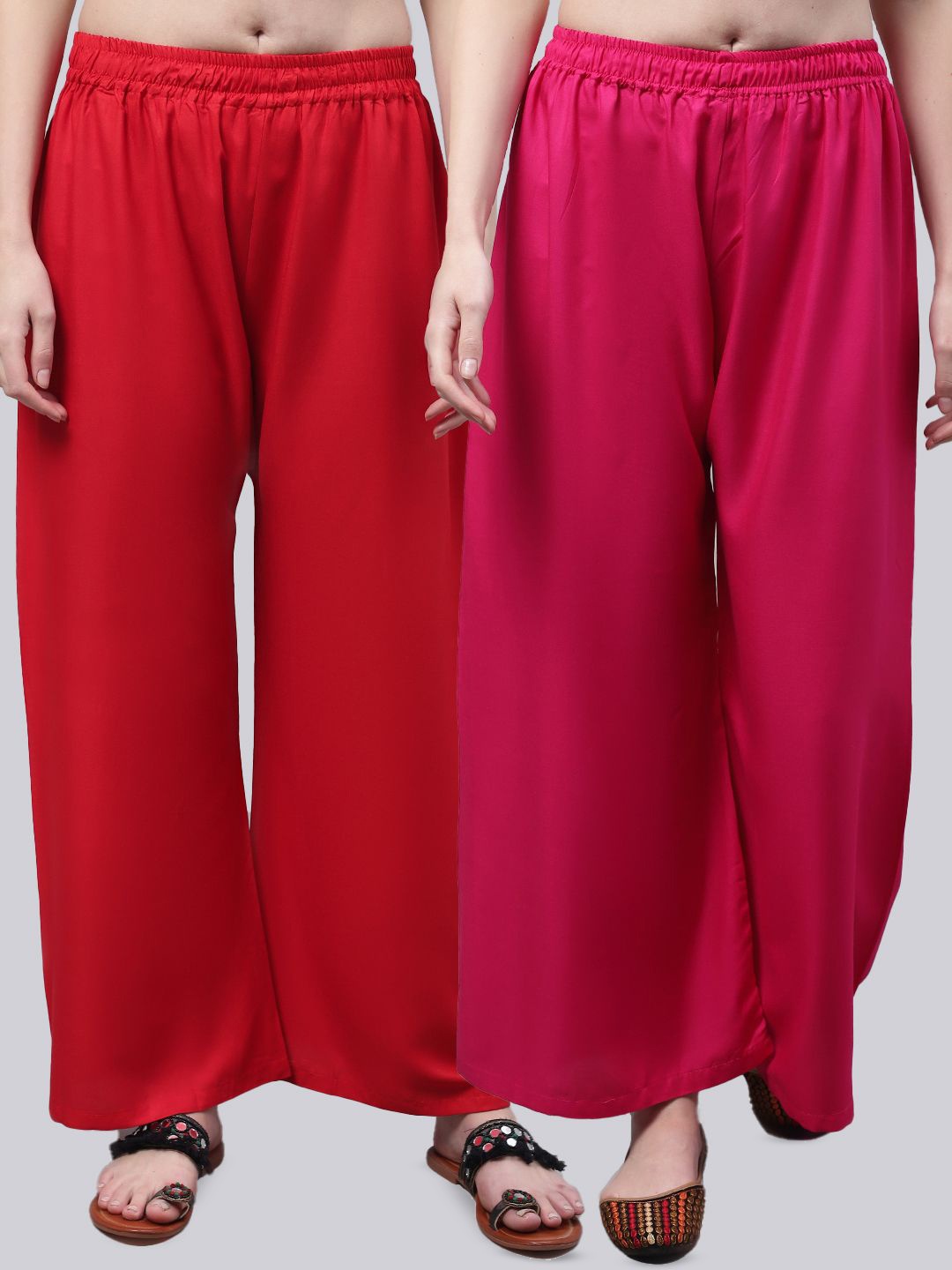 

Valles365 by S.C. Women Pack Of 2 Flared Ethnic Palazzos, Pink